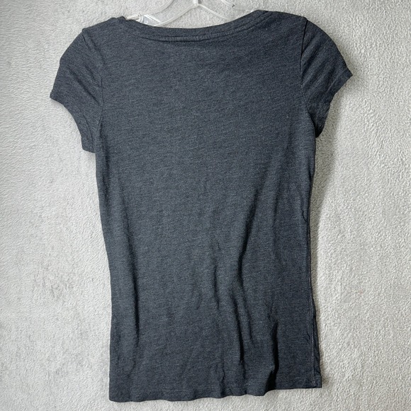 Aeropostale Gray Rhinestone 87 Tee Shirt V Neck Short Sleeve Women's Small - Picture 2 of 5